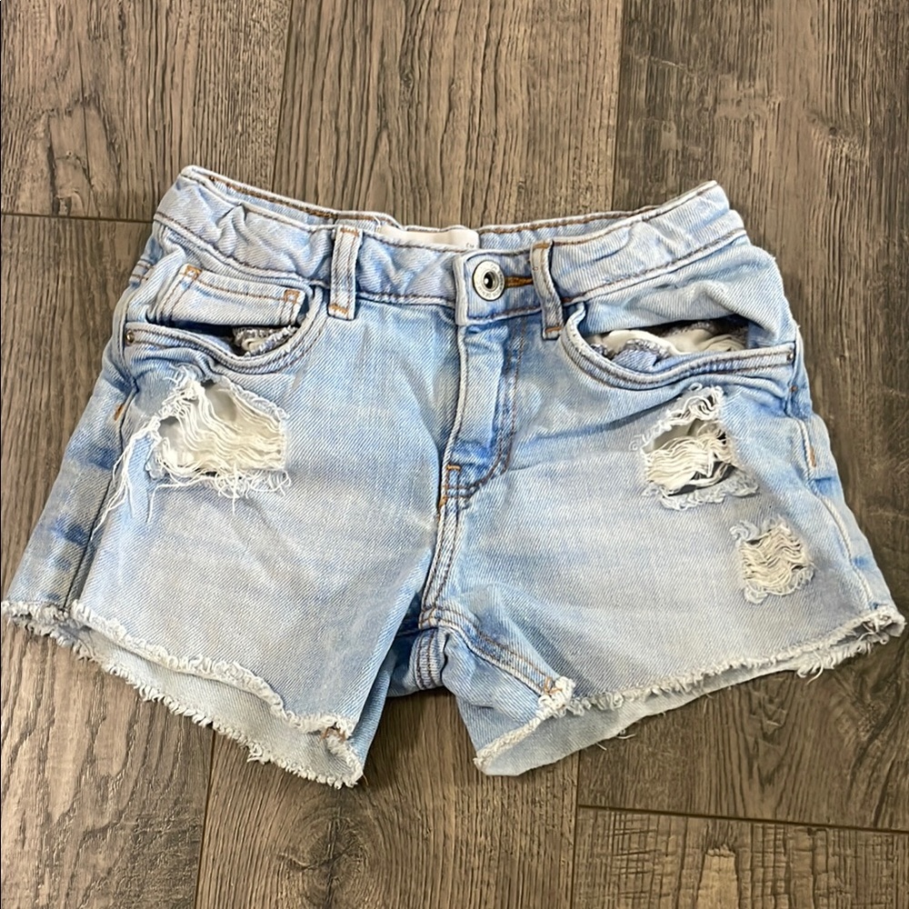 Zara Blue Distressed Denim Shorts